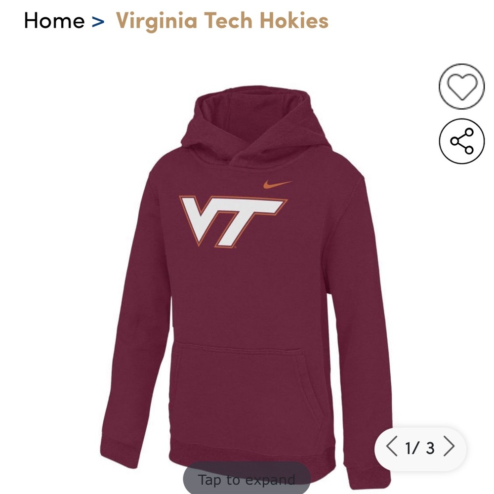 Nike Virginia Tech Youth Medium Kids Hoodie with Logo